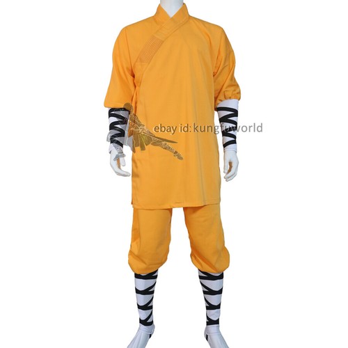 Chaqueta Pantalones de Kung Fu Tai Chi Uniforme Wing Chun Wushu Shaolin Amarillo - Imagen 10 de 15