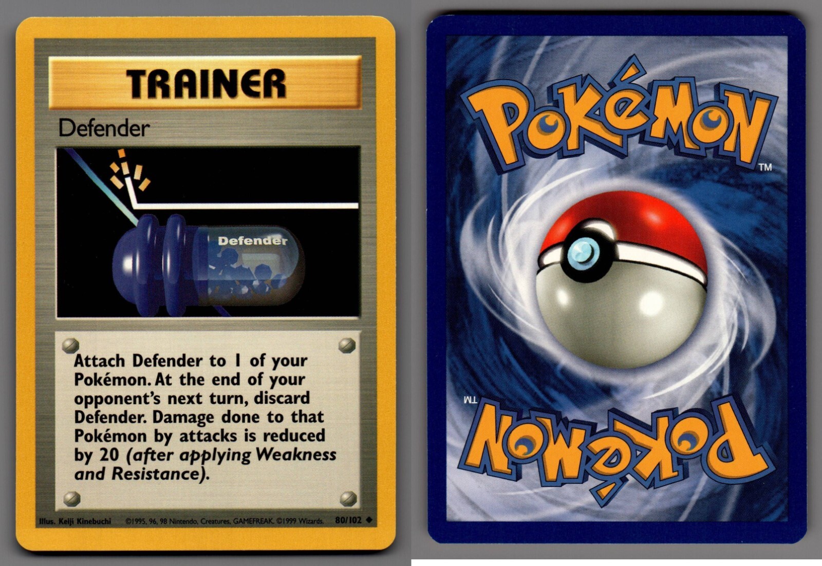 1999 Pokemon, Base Set, #80/102 Defender, Uncommon
