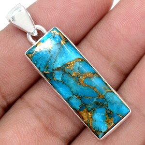 Blue-Copper-Turquoise-925-Sterling-Silver-Pendant-Jewelry-BCTP753