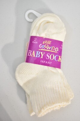Still Growing Socks White Size 4 - 5.5 Baby Vintage