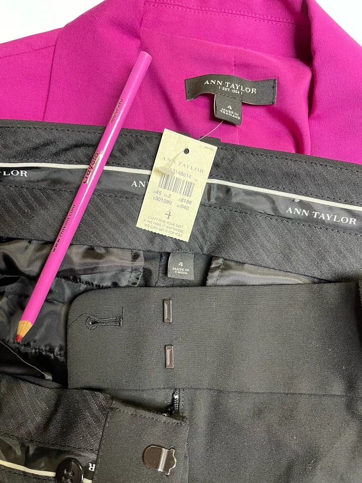 NEW Ann Taylor Pant Suit Size 4 Two Piece Set 31X30 Pockets Executive NEW - Image 2 of 4