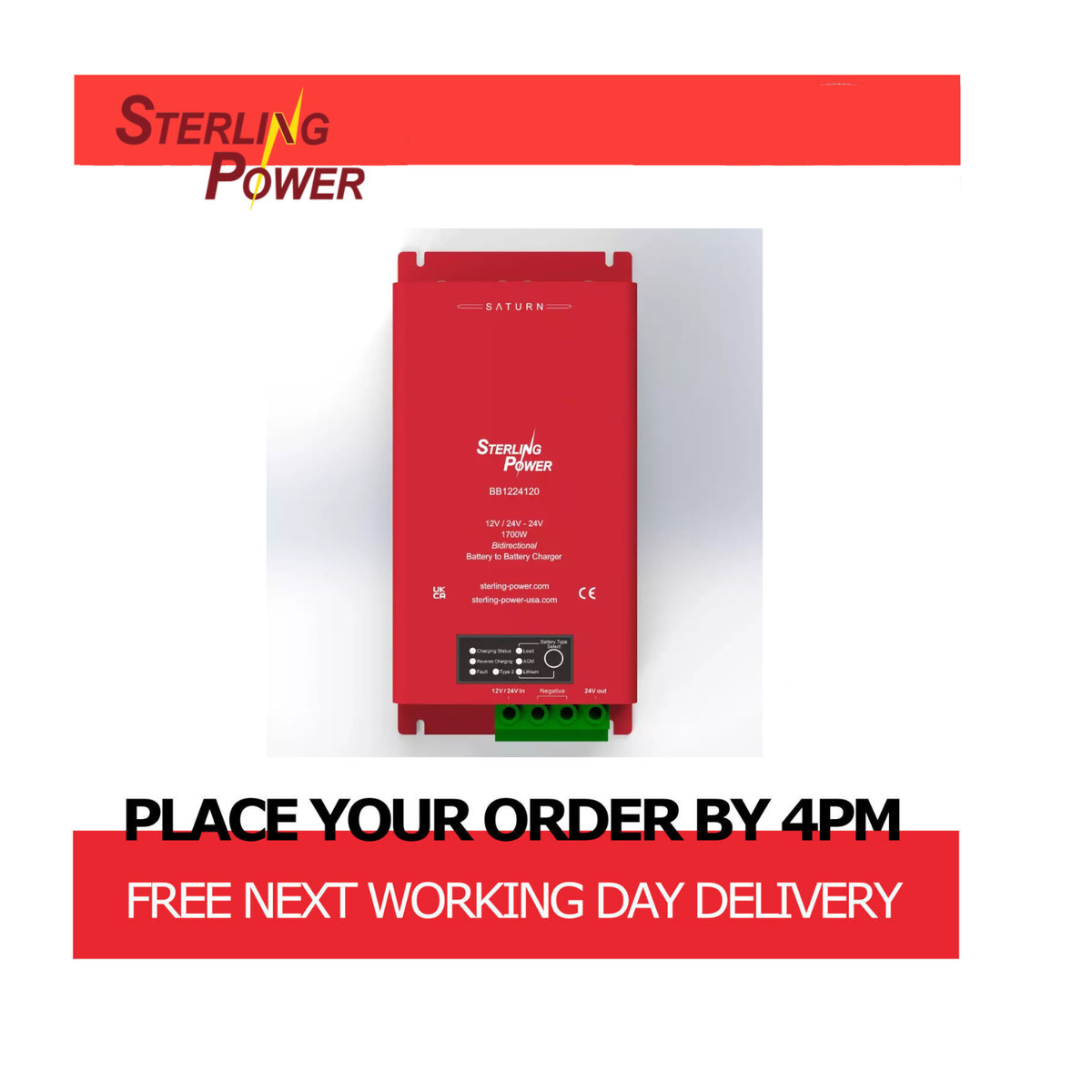 Sterling Power 12V/24V to 24V Battery to Battery Charger 120A