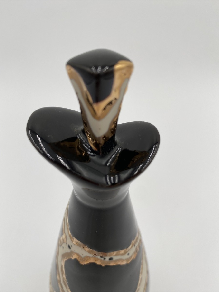 Vintage Jim Beam 1980's Black White Gold Art Deco Ceramic Vintage Jim Beam 1980's Black White Gold Art Deco Ceramic