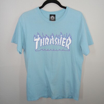 Thrasher Magazine T-Shirt Sky Blue Men's Size Medium Purple