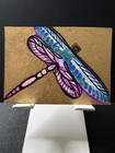 ACEO Original Art card Art Dragonflies Mixed Media, Watercolor, OOAK, Gold Leaf — photo 2