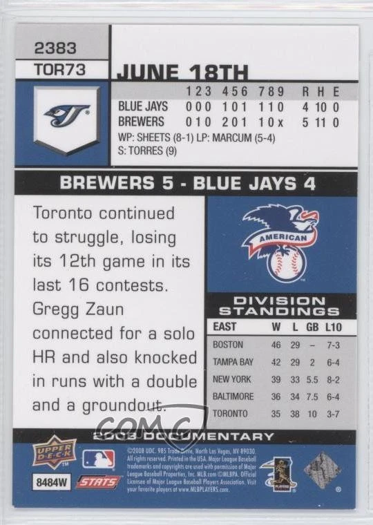 2008 Upper Deck Documentary Roy Halladay #2383 HOF - Image 2 of 2