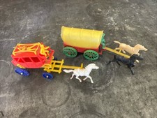 Vintage Plastic Cowboy Stagecoach Made In Hong Kong