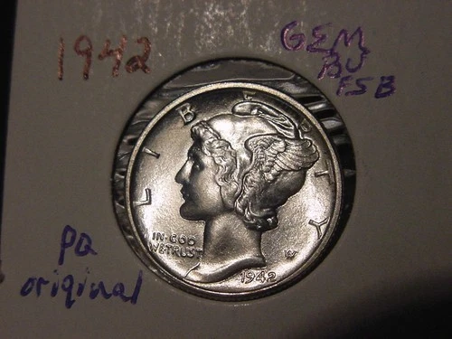 New Listing1942 MERCURY DIME GEM BU FB FSB POPULAR DATE SHIPS FREE