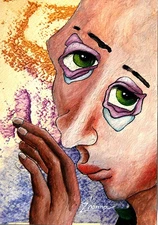 ORIGINAL ACRYLIC PAINTING Expressive fine ART fantasy POP SURREAL portrait