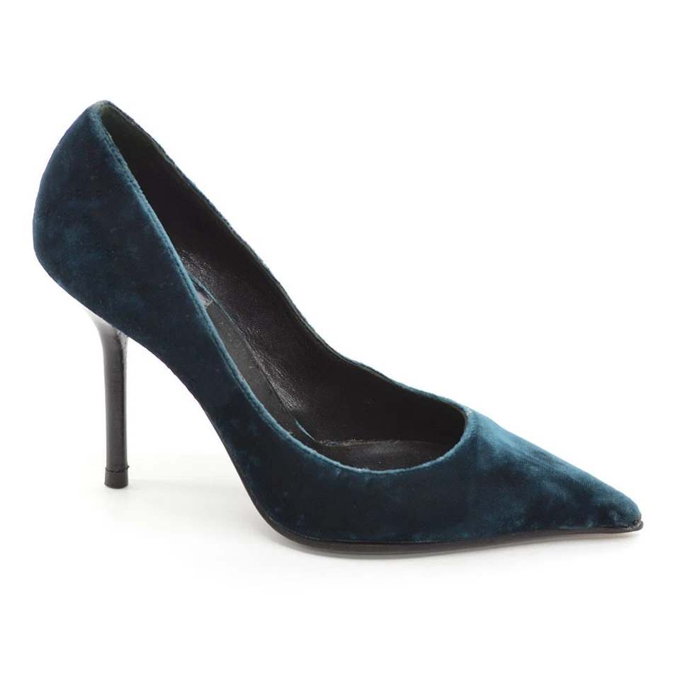 Sapatos de salto alto femininos Rodolphe Menudier veludo salto agulha 36,5/6,5 azul - Imagem 4 de 4
