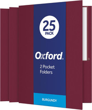 NEW Twin Pocket Folders Textured Paper Letter Size Burgundy Box of 25 Fast Shipp