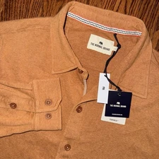 NWT The Normal Brand Puremeso Acid Wash Button Up Long Sleeve Men’s Large Almond