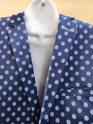 Blazer Vestido Azul Polkadot Para Hombre Calce Ajustado Paisley Y Gris S/42 - Imagen 2 de 13