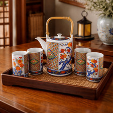 Vintage Japanese Porcelain Tea Set Teapot w/ ...