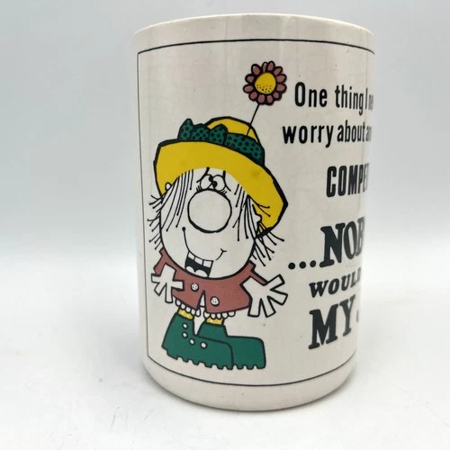 Vintage Japan Funny Coffee cup Mug 70 Style Character 'Nobody Would Want My Job'