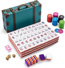 American Mahjong Set 160 Tiles Patriotic USA Acrylic Travel Case Chips Dice