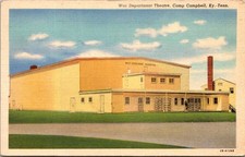 War Department Camp Campbell Kentucky Tennessee Army Theatre VTG Linen Postcard