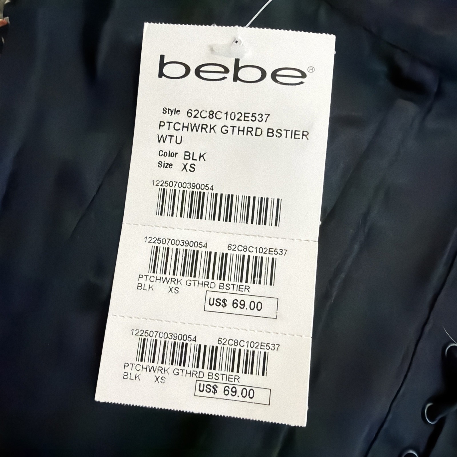 Deadstock Bebe Lace Back Silk Patchwork Bustier C… - image 3