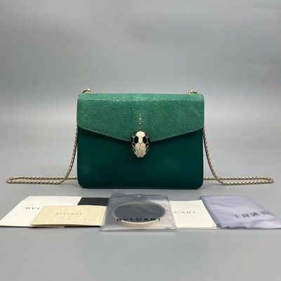 Bvlgari Serpenti Forever Green Handle Bag Leather small | eBay