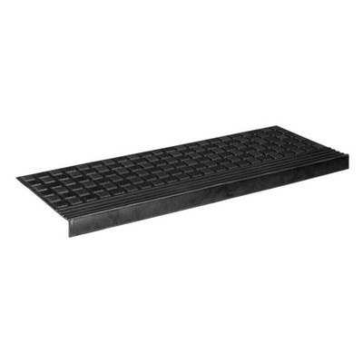 Black Rubber Bullnose Stair Tread Covers 10 x 25.5 In. Non-Slip Set of 5