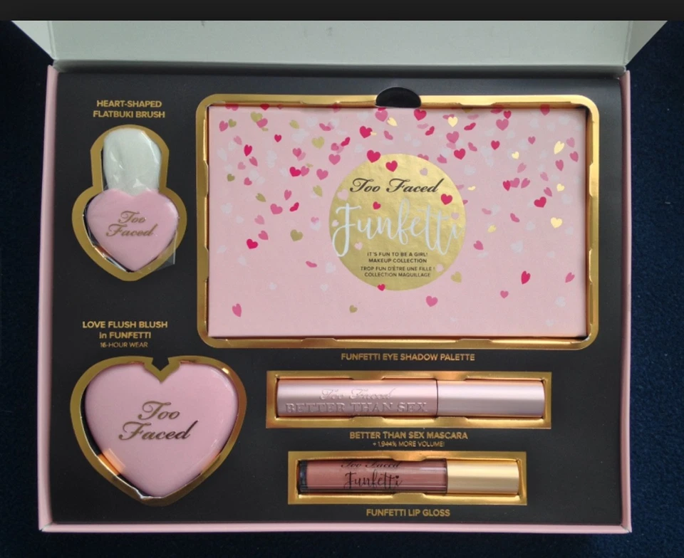Too Faced Cosmetics Funfetti–Eyeshadow-Mascara-Cheek Blush-Lip Gloss-5-piece NIB - Image 3 of 4
