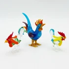 3 Miniature Roaster Micro Mini Colorful Murano Style Art Glass