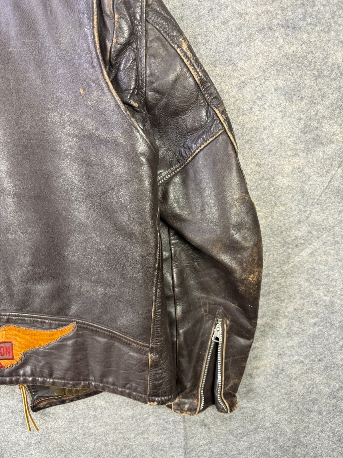 VTG Schott Bros Perfecto Leather Jacket Men's Size 46 Brown Harley Davidson Logo