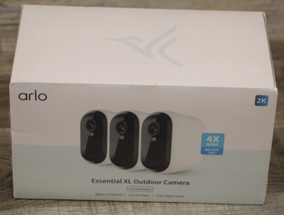 Arlo Essential XL 3 Camera Outdoor Wireless 2K Security System 2nd Gen White