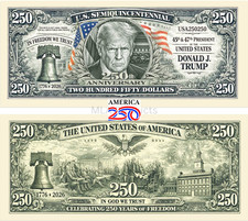 5 Pack America 250th Anniversary Dollars Donald Trump Collectible Freedom Money