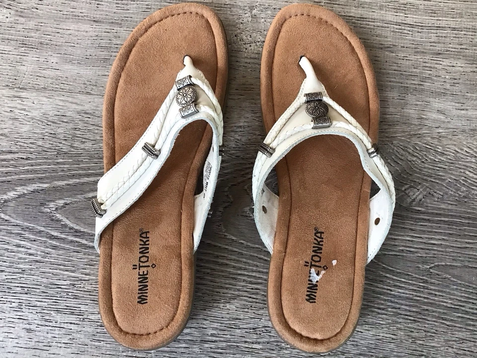 Sandalias chanclas Minnetonka Silverthorne para mujer naturales talla 9 N estilo 700001 Foto 4 de 4