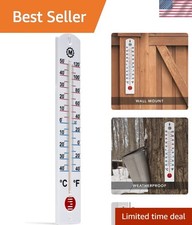 Large 16-Inch Vertical Outdoor Thermometer with Dual-Scale Temperature Options