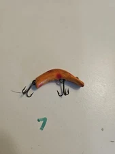  Vintage Lazy Ike FLY IKE 1 1/4" Fishing Lures orange red dot color 