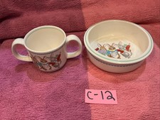 MIKASA Child's DO-RE-ME Bunnies Bowl and Cup Double Handled Cold Weather Design