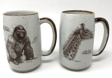 Otagiri Grand Mugs Steins Gorilla Giraffe San Diego Zoo Michael Schnorr (2)