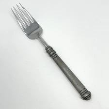 Pottery Barn 70% PEWTER Banded Handle & 18/8 Stainless Dinner Fork 8”