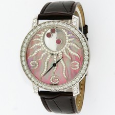 Chopard Happy Diamonds & Ruby Pink MOP Sun Motif 40mm 18KW 207469 / 207470 w/Box