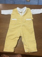 Vintage 1970s Yellow  White Infant Baby Romper Jumpsuit Unisex No Tag/Size Info