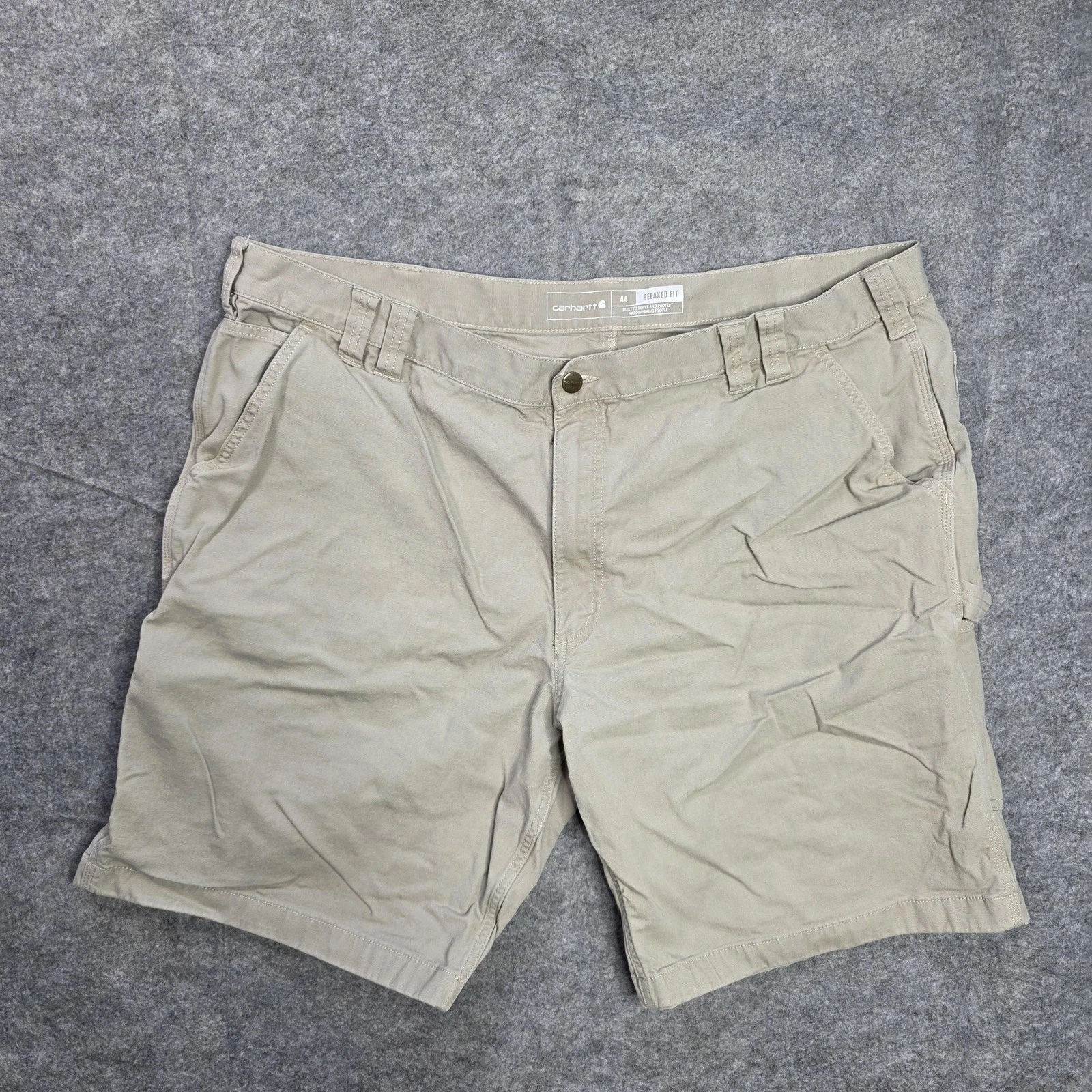 Carhartt Shorts Mens 44 Khaki Rugged Flex Relaxed Fit Canvas Utility Workwear