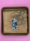 David Yurman Sterling Silver 44mm Streamline Dog Tag & Camo Sapphires 24in NWOT