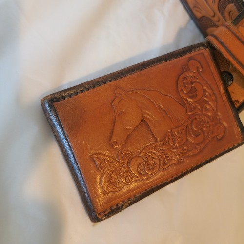 Western Belt Sz 32 Horse Head Buckle Art Interchangeable Art to Wear Cowboy - Picture 4 of 11