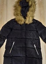 Mango Black Children's Faux Fur Hood Down Jacket Size 7-8y