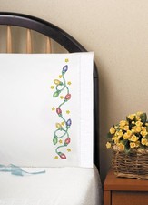 Tobin Stamped Pillowcases, Christmas Lights, 20" x 30" Embroidery Kit