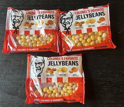 KFC Colonel's Favorite Jelly Beans 3 4 oz Bags Fried Chicken Corn Gravy RARE
