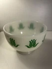 Vintage Anchor Hocking Fire-King Tulip Pattern Green“Cottage Cheese” Snack Bowl