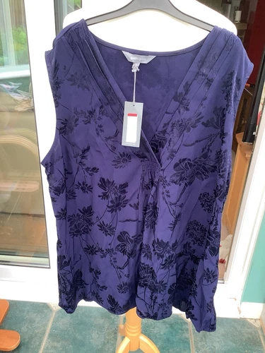 new tags principles uk 18 sleeveless evening top blue embossed floral