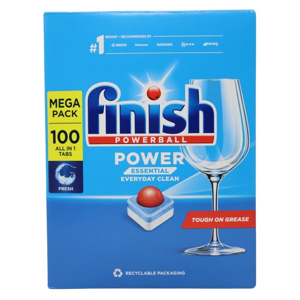 Finish Powerball Power Essential Dishwasher Tablets, Fresh, 100 Tabs Mega Pack