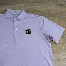 Peter Millar Summer Comfort Mens Polo Shirt Medium Purple QXT Logo Flawless B14