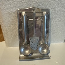 Antique doll house miniature kitchen aluminum Utensil Rack