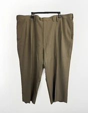 Haggar Eclo Repreve Classic Fit Pleated Dress Pants Mens 48x24 Brown