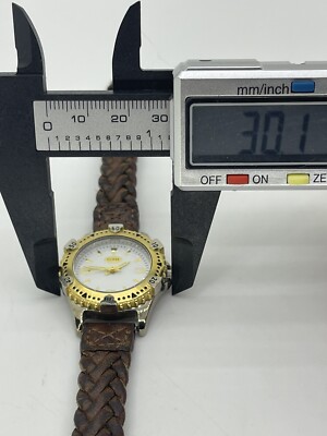 Vintage 1996 GUESS Women\'s Two-Tone Watch Brown Leather Braided Strap Japan Mvmt Vintage 1996 GUESS Women main image 4